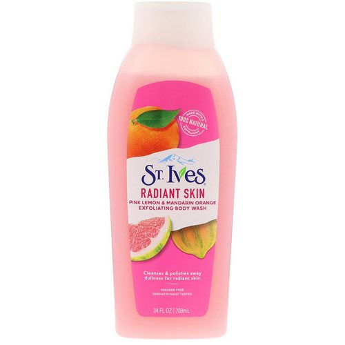 St. Ives, Radiant Skin Exfoliating Body Wash, Pink Lemon & Mandarin Orange, 24 fl oz (709 ml) فوائد