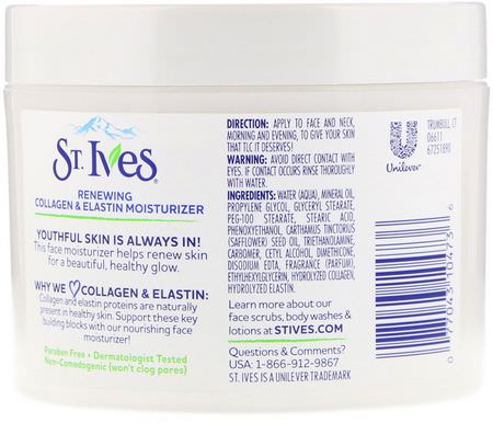 St. Ives, Renewing Collagen & Elastin Moisturizer, 10 oz (283 g):الك,لاجين, الكريمات