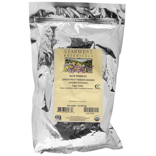 Starwest Botanicals, Ginger Root Powder, Organic, 1 lb (453.6 g) فوائد