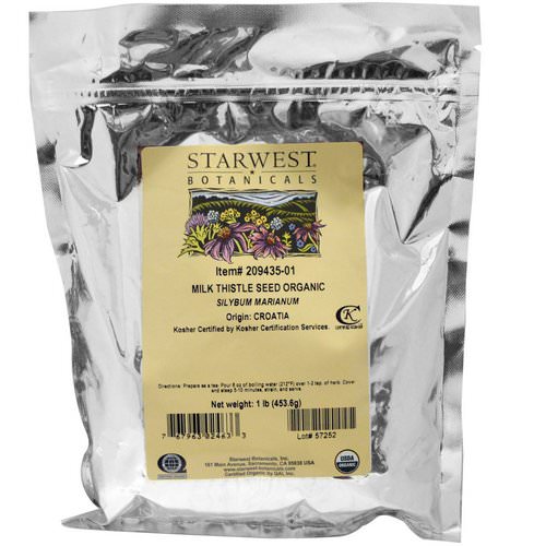 Starwest Botanicals, Milk Thistle Seed Whole, Organic, 1 lb (453.6 g) فوائد