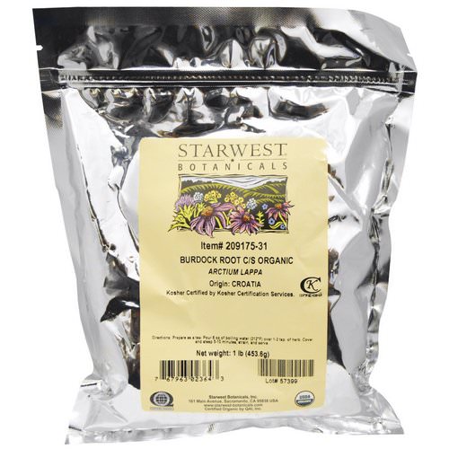 Starwest Botanicals, Organic Burdock Root C/S, 1 lb (453.6 g) فوائد