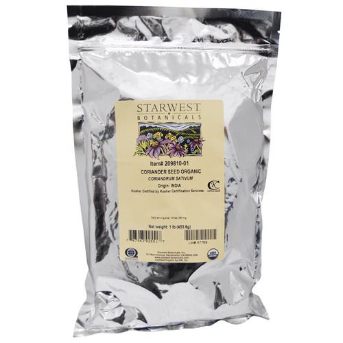 Starwest Botanicals, Organic Coriander Seed, 1 lb (453.6 g) فوائد