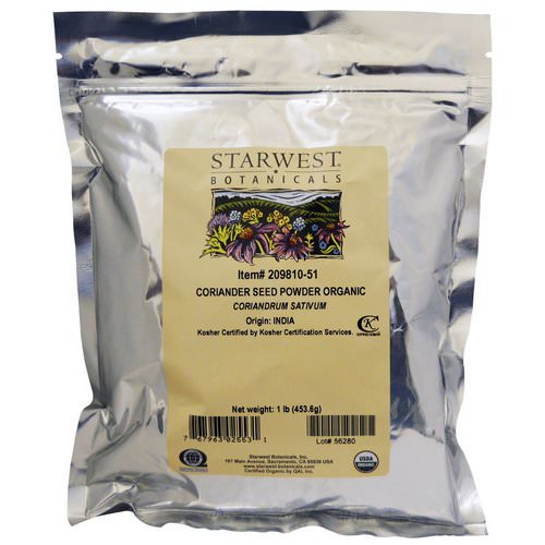 Starwest Botanicals, Organic Coriander Seed Powder, 1 lb (453.6 g) فوائد