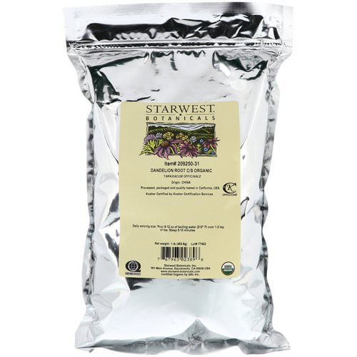 Starwest Botanicals, Organic, Dandelion Root C/S, 1 lb (453.6 g) فوائد