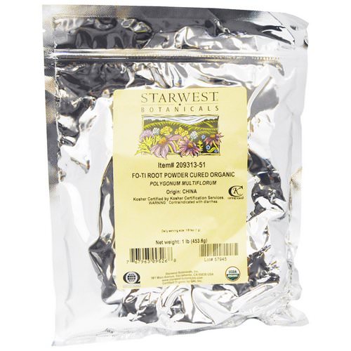 Starwest Botanicals, Organic, Fo-Ti Root Powder Cured, 1 lb (453.6 g) فوائد