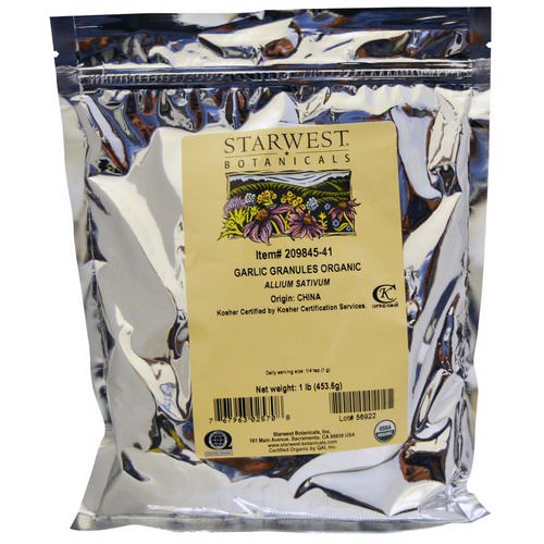 Starwest Botanicals, Organic Garlic Granules, 1 lb (453.6 g) فوائد