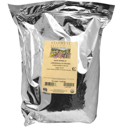 Starwest Botanicals, Organic Lemongrass C/S, 1 lb (453.6 g) فوائد