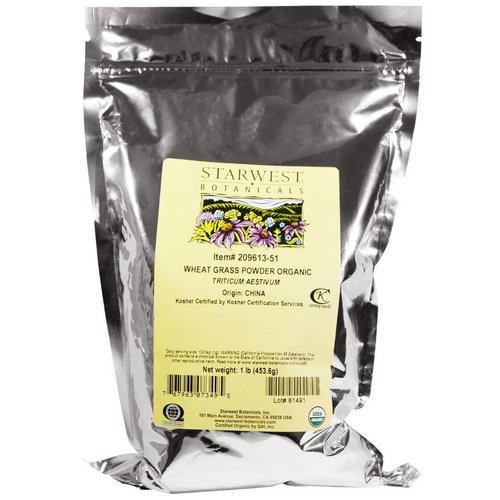 Starwest Botanicals, Organic Wheat Grass Powder, 1 lb (453.6 g) فوائد
