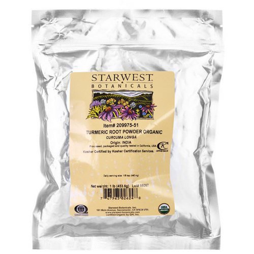 Starwest Botanicals, Turmeric Root Powder Organic, 1 lb (453.6 g) فوائد