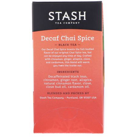 Stash Tea, Black Tea, Decaf Chai Spice, 18 Tea Bags, 1.1 oz (33 g):شاي أس,د ,شاي شاي