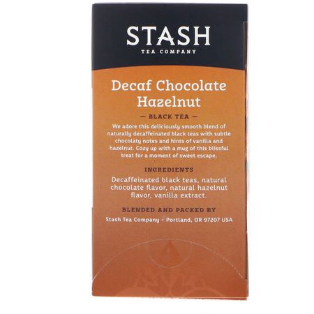 Stash Tea, Black Tea, Decaf Chocolate Hazelnut, 18 Tea Bags, 1.2 oz (36 g):الشاي الأس,د