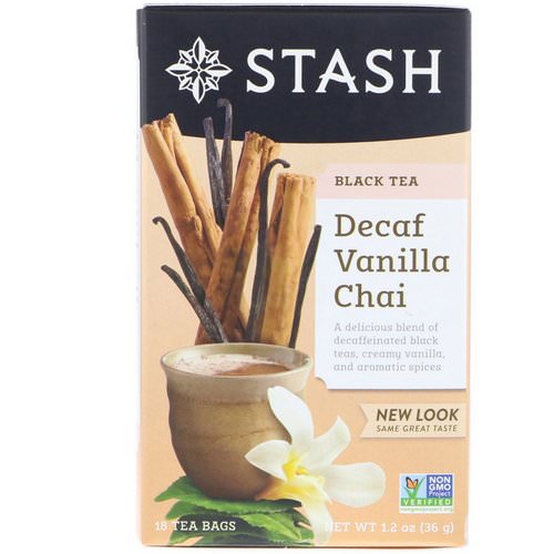 Stash Tea, Black Tea, Decaf Vanilla Chai, 18 Tea Bags, 1.2 oz (36 g) فوائد