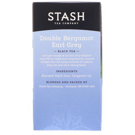 Stash Tea, Black Tea, Double Bergamot Earl Grey, 18 Tea Bags, 1.1 oz (33 g):شاي إيرل غراي, الشاي الأس,د