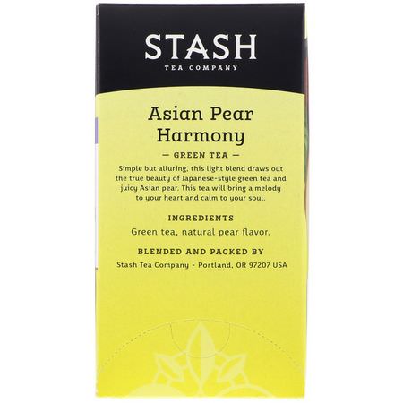 Stash Tea, Green Tea, Asian Pear Harmony, 18 Tea Bags, 1.1 oz (34 g):الشاي الأخضر