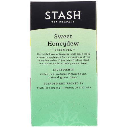 Stash Tea, Green Tea, Sweet Honeydew, 18 Tea Bags, 1.1 oz (34 g):الشاي الأخضر
