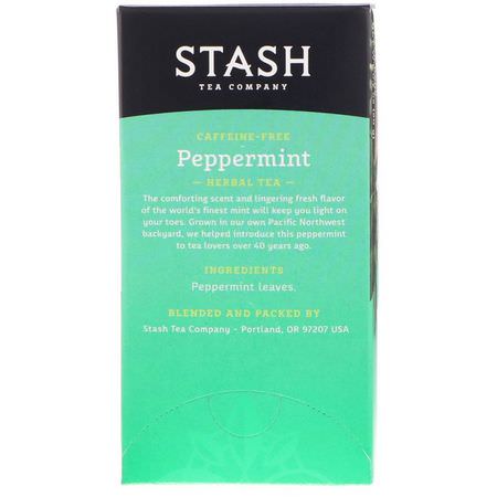 Stash Tea, Herbal Tea, Peppermint, Caffeine Free, 20 Tea Bags, 0.7 oz (20 g):شاي النعناع, شاي الأعشاب