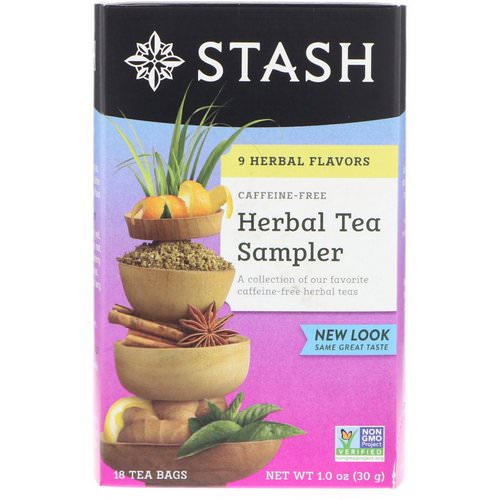 Stash Tea, Herbal Tea Sampler, 9 Flavors, Caffeine Free, 18 Tea Bags, 1.0 oz (30 g) فوائد