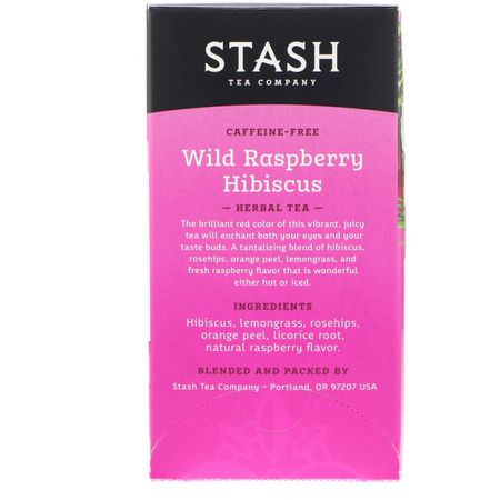 Stash Tea, Herbal Tea, Wild Raspberry Hibiscus, Caffeine Free, 20 Tea Bags,1.3 oz (38 g):شاي الأعشاب