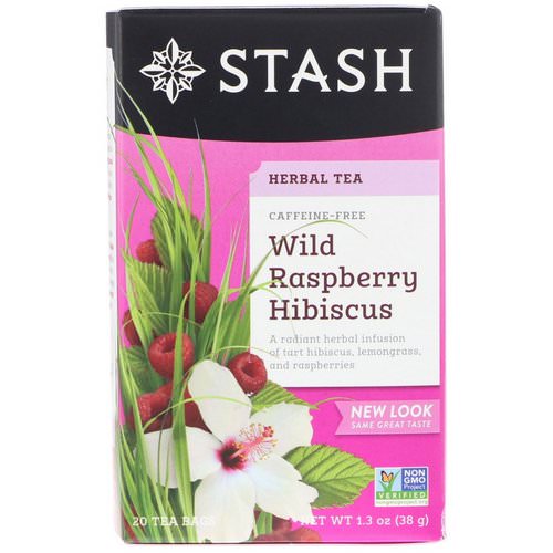 Stash Tea, Herbal Tea, Wild Raspberry Hibiscus, Caffeine Free, 20 Tea Bags,1.3 oz (38 g) فوائد