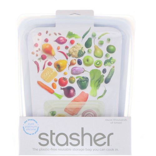 Stasher, Reusable Silicone Food Bag, Half Gallon Bag, Clear, 64.2 fl oz (1.92 l) فوائد