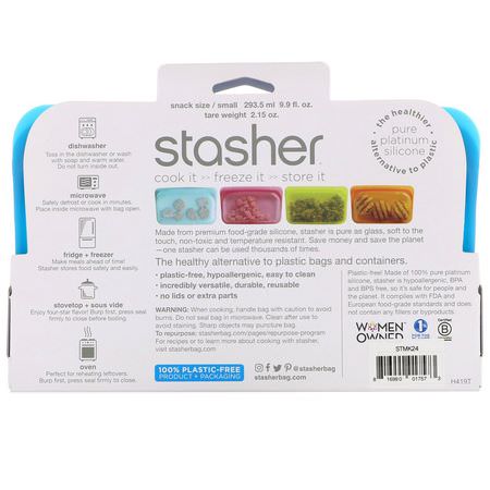 Stasher, Reusable Silicone Food Bag, Snack Size Small, Blue, 9.9 fl oz (293.5 ml):حا,يات, تخزين طعام