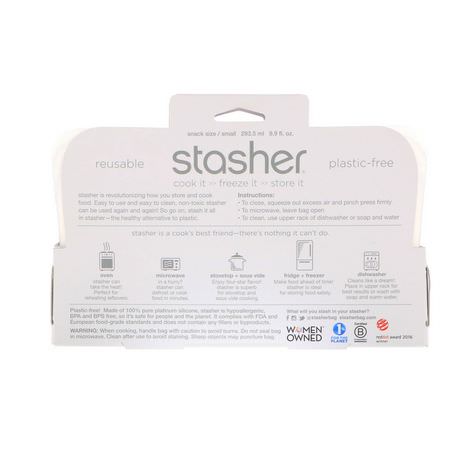Stasher, Reusable Silicone Food Bag, Snack Size Small, Clear, 9.9 fl oz (293.5 ml):حا,يات, تخزين طعام