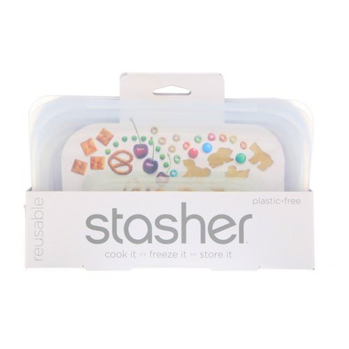 Stasher, Reusable Silicone Food Bag, Snack Size Small, Clear, 9.9 fl oz (293.5 ml) فوائد