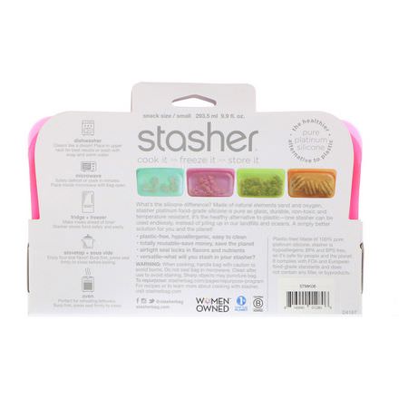 Stasher, Reusable Silicone Food Bag, Snack Size Small, Raspberry, 9.9 fl oz (293.5 ml):حا,يات, تخزين طعام