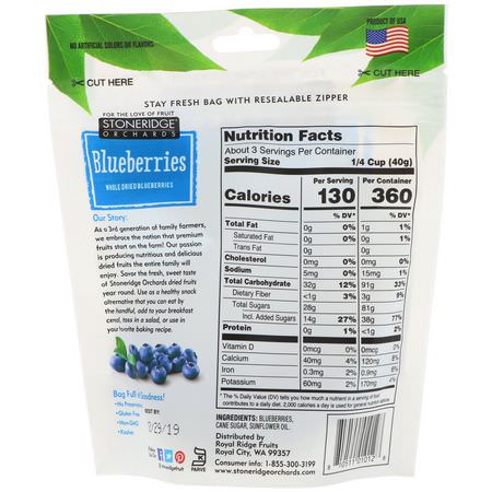 Stoneridge Orchards, Blueberries, Whole Dried Blueberries, 4 oz (113 g):,جبات الخضر,ات الخفيفة, العنب البري