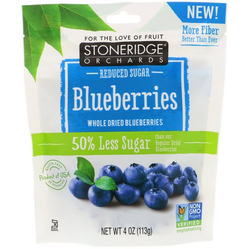 Stoneridge Orchards, Blueberries, Whole Dried Blueberries, Reduced Sugar, 4 oz (113 g) فوائد