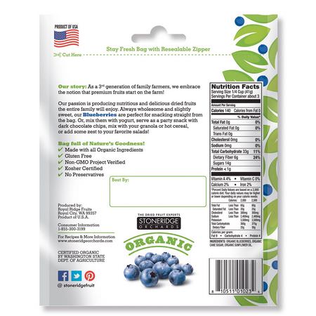 Stoneridge Orchards, Organic Blueberries, 4 oz (113 g):الخضر,ات الخفيفة, العنب البري