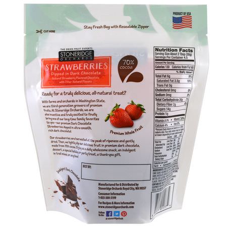 Stoneridge Orchards, Strawberries, Dipped in Dark Chocolate, 5 oz (142 g):حل,ى, ش,ك,لاتة