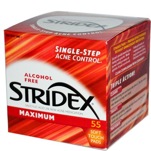 Stridex, Single-Step Acne Control, Maximum, Alcohol Free, 55 Soft Touch Pads فوائد
