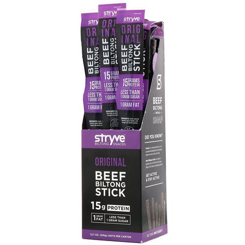 Stryve Foods, Beef Biltong Stick, Original, 12 Sticks, 1 oz (28 g) Each فوائد