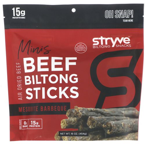 Stryve Foods, Biltong Sticks, Minis, Mesquite Barbeque, 16 oz (454 g) فوائد
