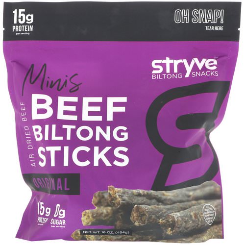 Stryve Foods, Biltong Sticks, Minis, Original, 16 oz (454 g) فوائد