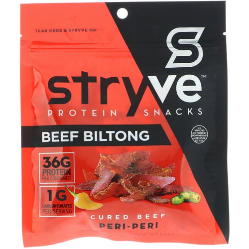 Stryve Foods, Protein Snacks Beef Biltong, Peri Peri, 2.25 oz (64 g) فوائد