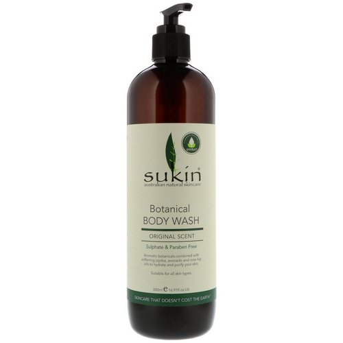Sukin, Super Greens, Botanical Body Wash, Original Scent, 16.91 fl oz (500 ml) فوائد