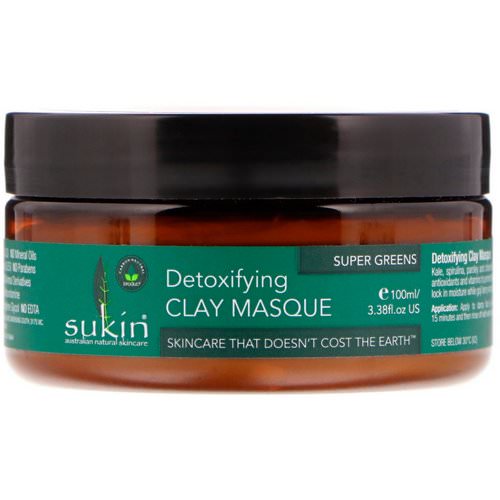Sukin, Super Greens, Detoxifying Clay Masque, 3.38 fl oz (100 ml) فوائد