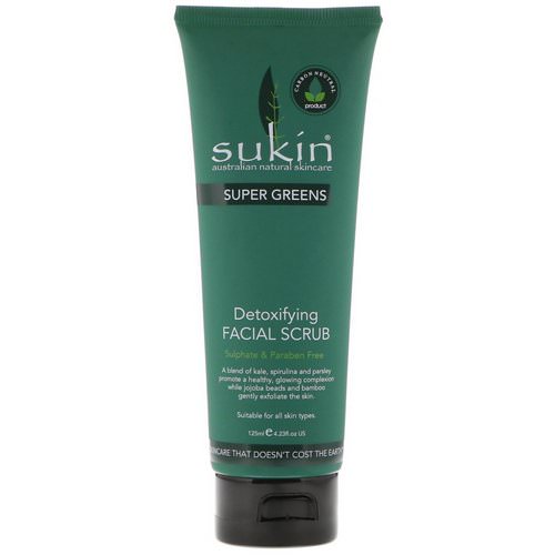 Sukin, Super Greens, Detoxifying Facial Scrub, 4.23 fl oz (125 ml) فوائد
