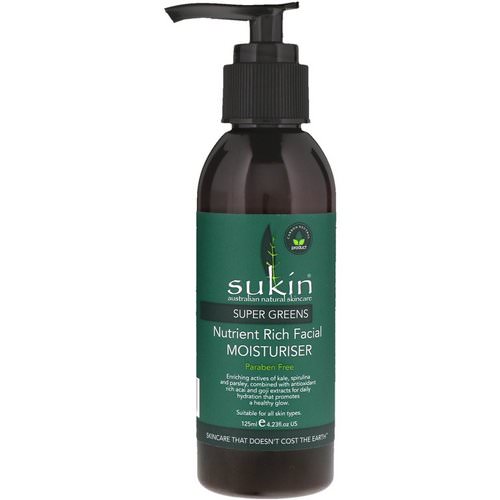 Sukin, Super Greens, Nutrient Rich Facial Moisturiser, 4.23 fl oz (125 ml) فوائد