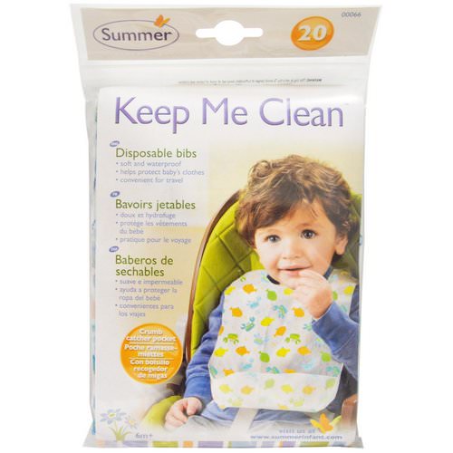 Summer Infant, Keep Me Clean, Disposable Bibs, 20 Bibs فوائد
