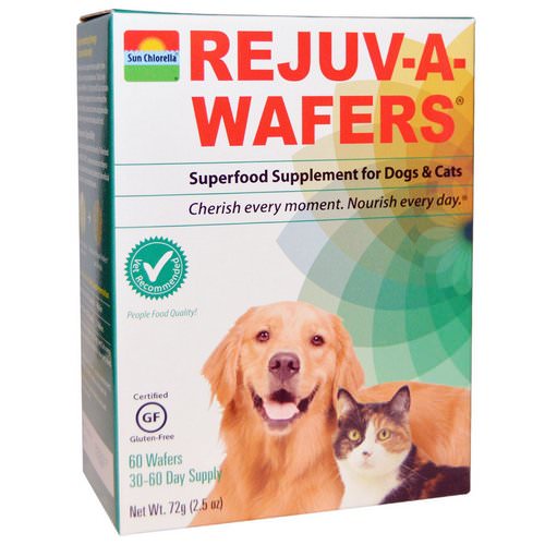 Sun Chlorella, Rejuv-A-Wafers, Superfood Supplement for Dogs & Cats, 60 Wafers فوائد