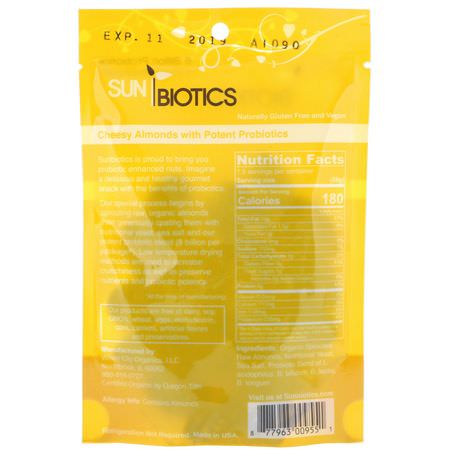 Sunbiotics, Organic Gourmet Probiotic Snacks, Cheesy Almonds, 1.5 oz (42.5 g):الل,ز, البذ,ر
