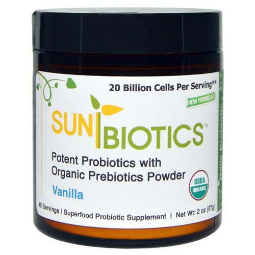 Sunbiotics, Potent Probiotics with Organic Prebiotics Powder, Vanilla, 2 oz (57 g) فوائد