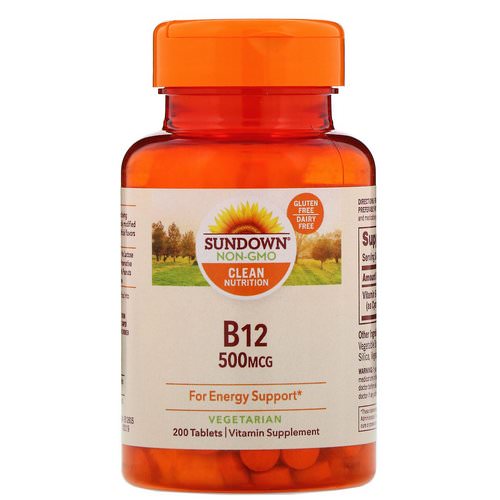 Sundown Naturals, B-12, 500 mcg, 200 Tablets فوائد