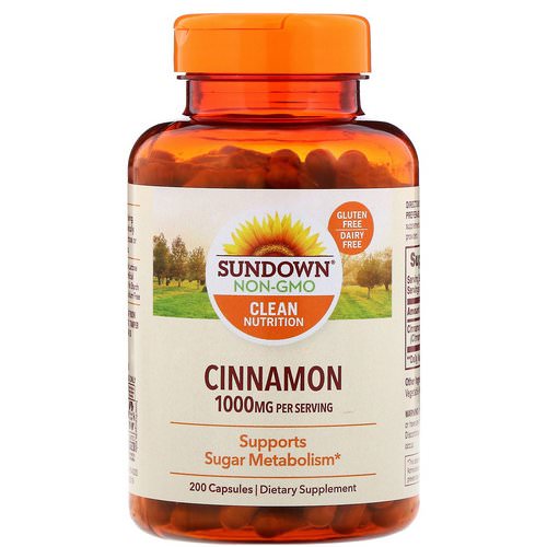 Sundown Naturals, Cinnamon, 1000 mg, 200 Capsules فوائد