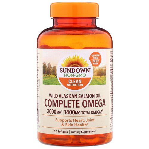 Sundown Naturals, Complete Omega, Wild Alaskan Salmon Oil, 1400 mg, 90 Softgels فوائد