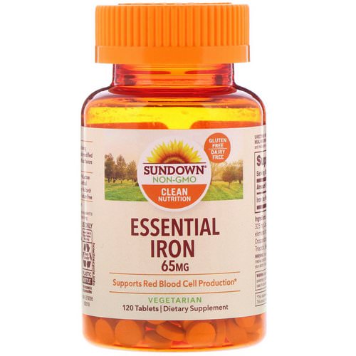 Sundown Naturals, Essential Iron, 65 mg, 120 Tablets فوائد