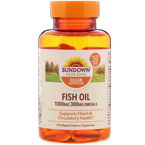 Sundown Naturals, Fish Oil, 1,000 mg, 72 Softgels فوائد